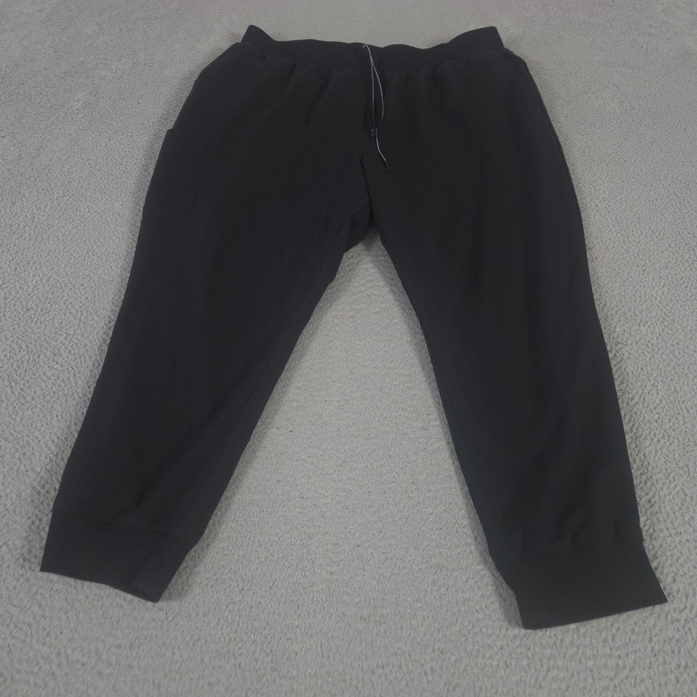 Jaanuu Scrub Pants Womens 3X Black Silex Knit-Waist Jogger Tapered Leg Pocket